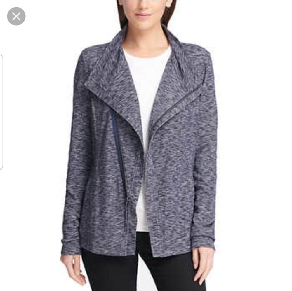 H.G. BASS diagonal ZIP knit cardigan NAVY BLUE S